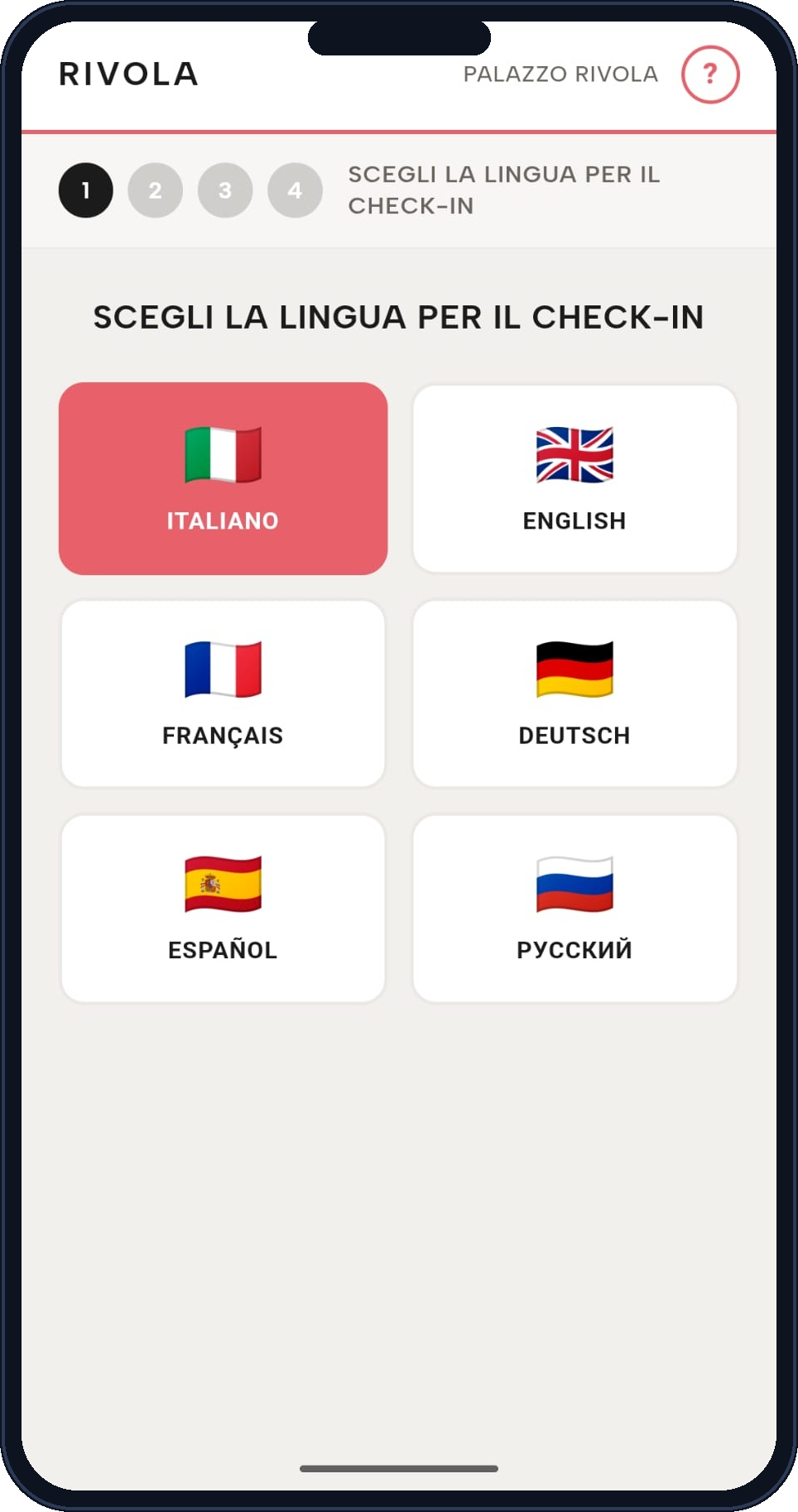Web App Rivola sullo smartphone dell'ospite
