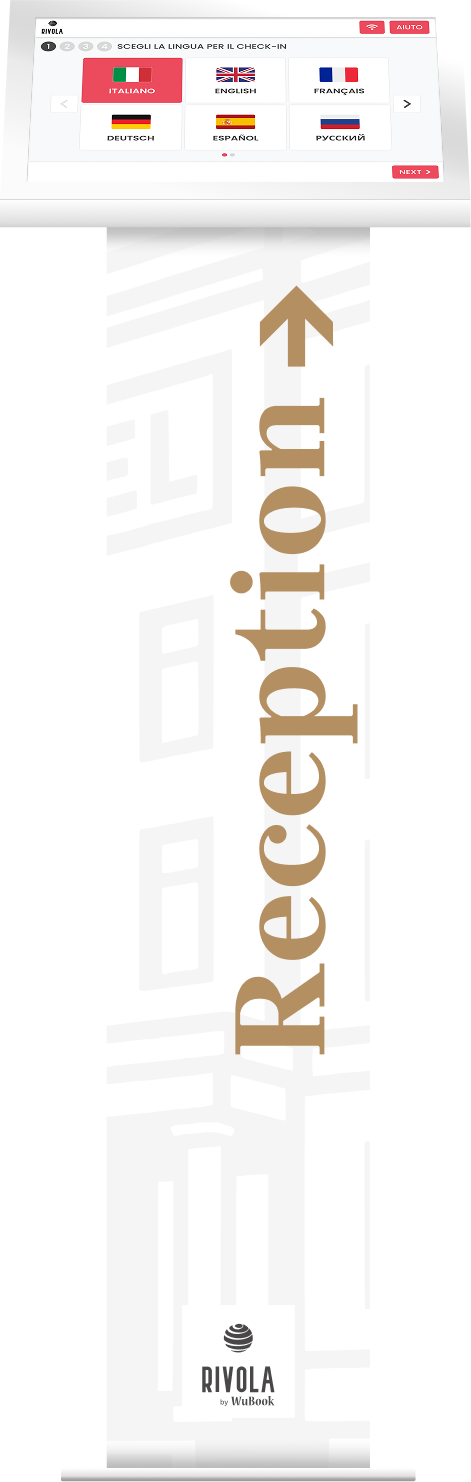 Totem Rivola App su piedistallo
